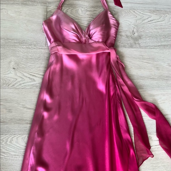 Cache Pink Ombré Silk Halter High Low Gown Dress - Picture 3 of 16